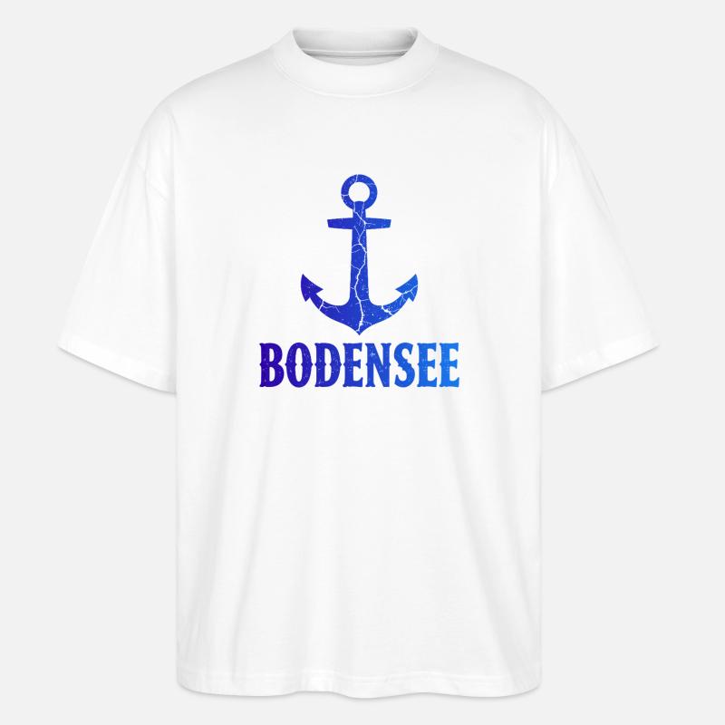 Anker Bodensee Urlaub Schiff - Stanley/Stella Oversized Unisex Bio T-Shirt Blaster 2.0 - Weiß