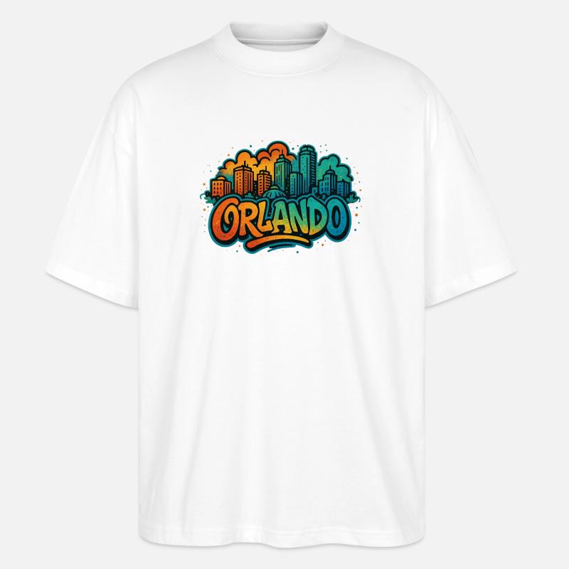 Orlando Graffiti Skyline - Stanley/Stella Oversized Unisex Bio T-Shirt Blaster 2.0 - Weiß
