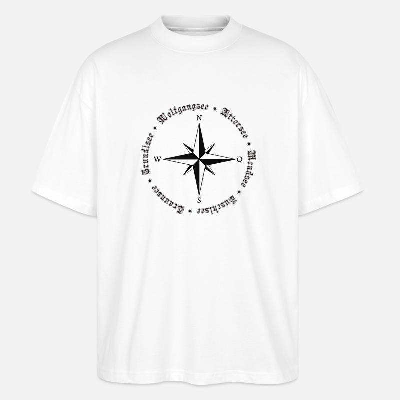 Salzkammergut Kompass 6 Seen Design - Stanley/Stella Oversized Unisex Bio T-Shirt Blaster 2.0 - Weiß