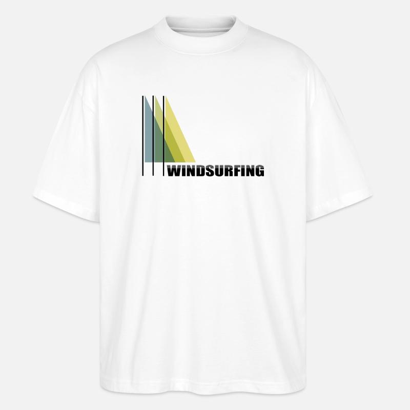 Windsurfen Schriftzug mit Grafik - Stanley/Stella Oversized Unisex Bio T-Shirt Blaster 2.0 - Weiß