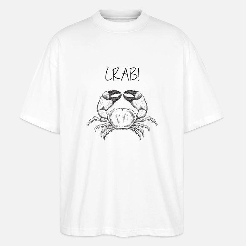 Nautic Design Krabbe Linie Kunst Silhouette - Stanley/Stella Oversized Unisex Bio T-Shirt Blaster 2.0 - Weiß