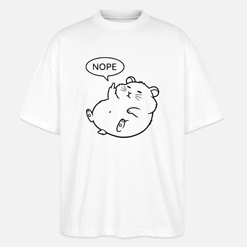 Nope Hamster | Funny Middle Finger Statement - Stanley/Stella Oversized Unisex Organic T-shirt Blaster 2.0 - white