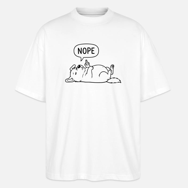 Nope Hund | Lustiges Mittelfinger Statement - Stanley/Stella Oversized Unisex Bio T-Shirt Blaster 2.0 - Weiß
