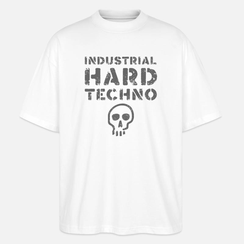 Crâne techno dur industriel - T-shirt bio Blaster 2.0 coupe oversize Stanley/Stella Unisexe - blanc