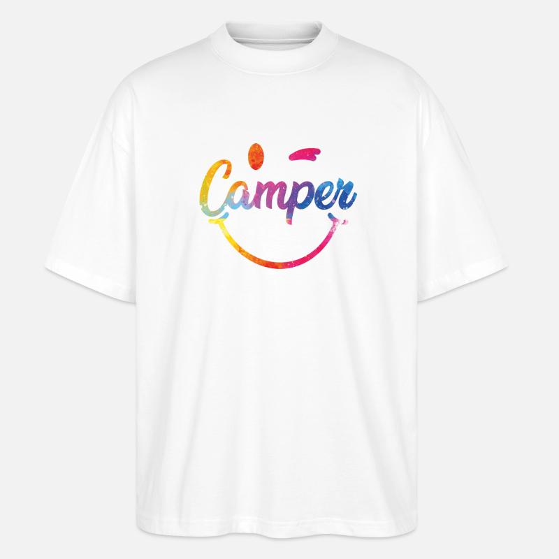 Camper_Smile_bunt - Stanley/Stella Oversized Unisex Bio T-Shirt Blaster 2.0 - Weiß