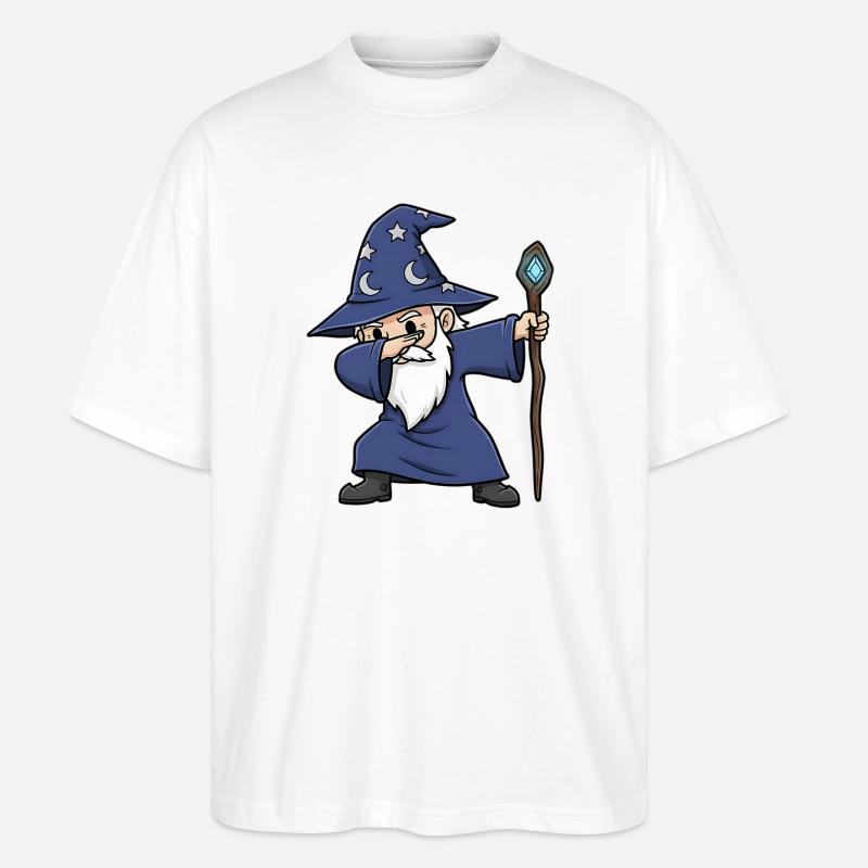 Dabbing Wizard – Funny Wizard Design - Stanley/Stella Oversized Unisex Organic T-shirt Blaster 2.0 - white