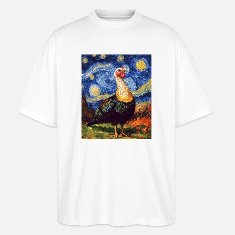 Truthahn Vogel Van Gogh Style - Stanley/Stella Oversized Unisex Bio T-Shirt Blaster 2.0 - Weiß