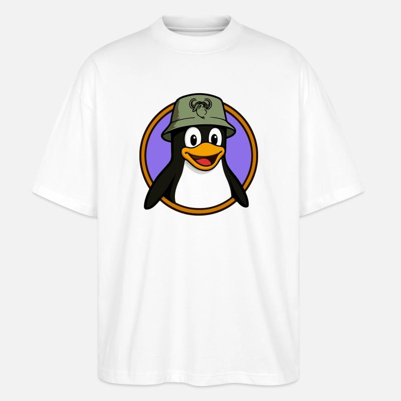Tux Linux + GNU Hut - Stanley/Stella Oversized Unisex Bio T-Shirt Blaster 2.0 - Weiß