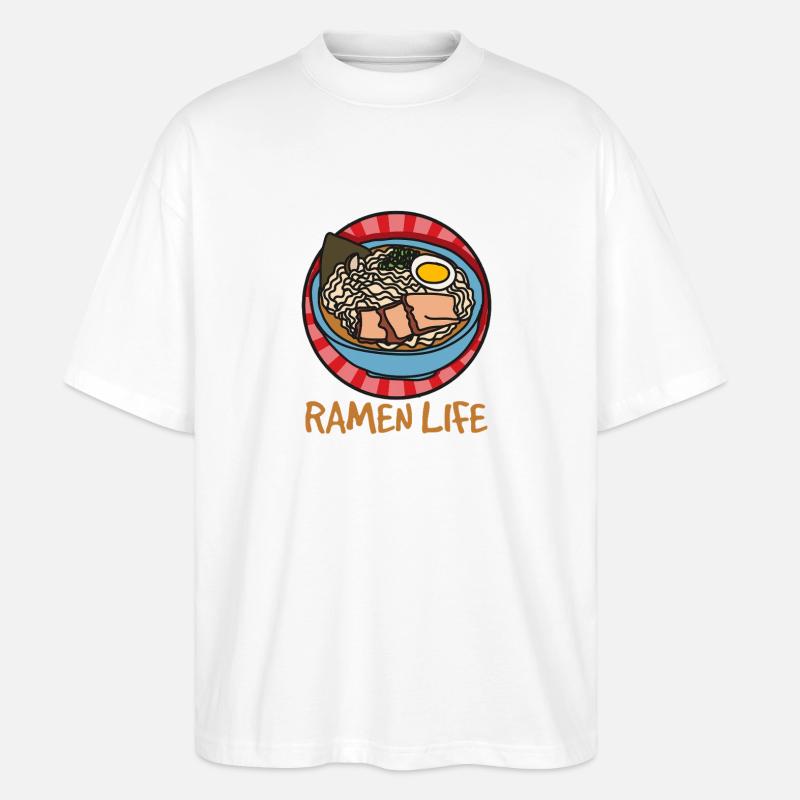 Ramen Life - Conception simple des ramen - T-shirt bio Blaster 2.0 coupe oversize Stanley/Stella Unisexe - blanc