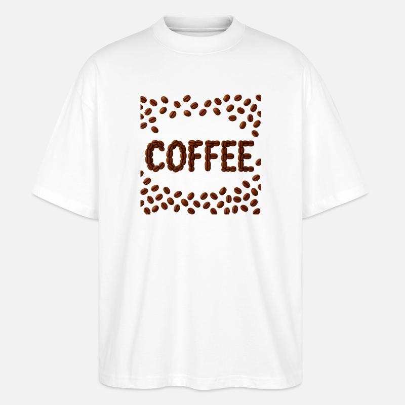 Kaffeebohnen Wortdesign - Stanley/Stella Oversized Unisex Bio T-Shirt Blaster 2.0 - Weiß