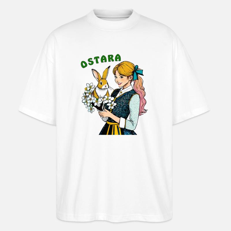 FRAU HASE BLUME OSTARA - Stanley/Stella Oversized Unisex Bio T-Shirt Blaster 2.0 - Weiß