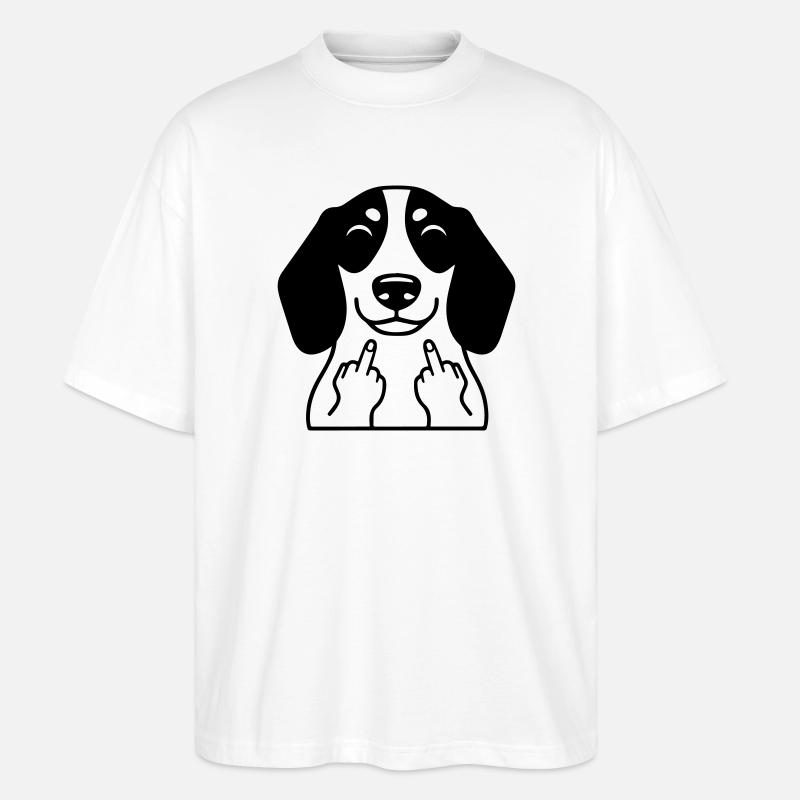 Frecher Dackel zeigt Mittelfinger – Lustiger Comic - Stanley/Stella Oversized Unisex Bio T-Shirt Blaster 2.0 - Weiß