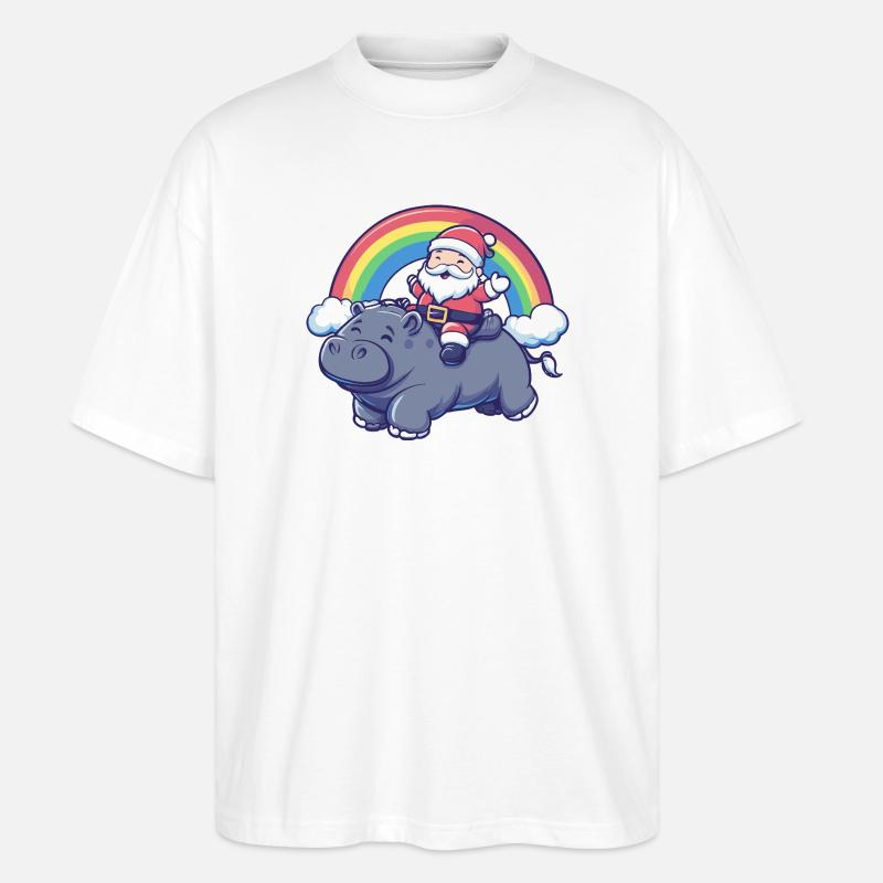 Nilpferd Weihnachtsmann Weihnachten - Stanley/Stella Oversized Unisex Bio T-Shirt Blaster 2.0 - Weiß