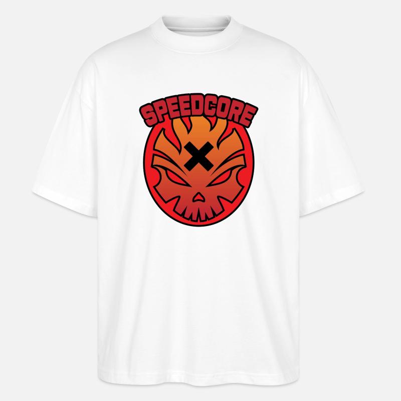 Speedcore Flame Skull - Stanley/Stella Oversized Unisex Organic T-shirt Blaster 2.0 - white