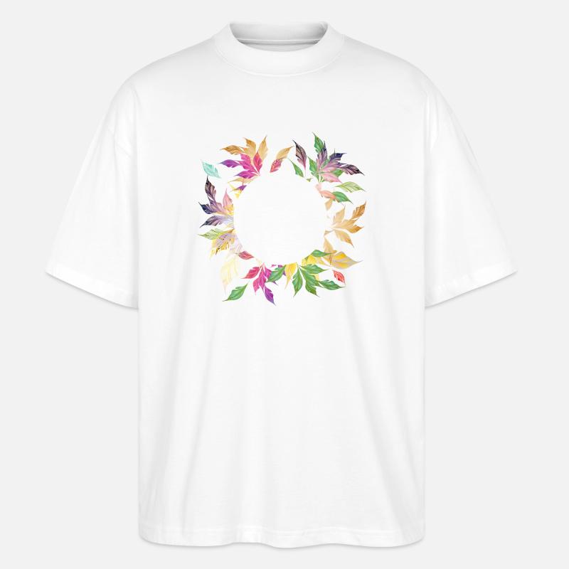 Imaginative leaf frame – delicately shimmering - Stanley/Stella Oversized Unisex Organic T-shirt Blaster 2.0 - white