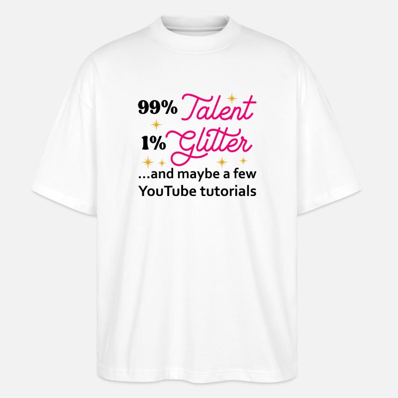 Talent Glitzer Sterne Skript - Stanley/Stella Oversized Unisex Bio T-Shirt Blaster 2.0 - Weiß