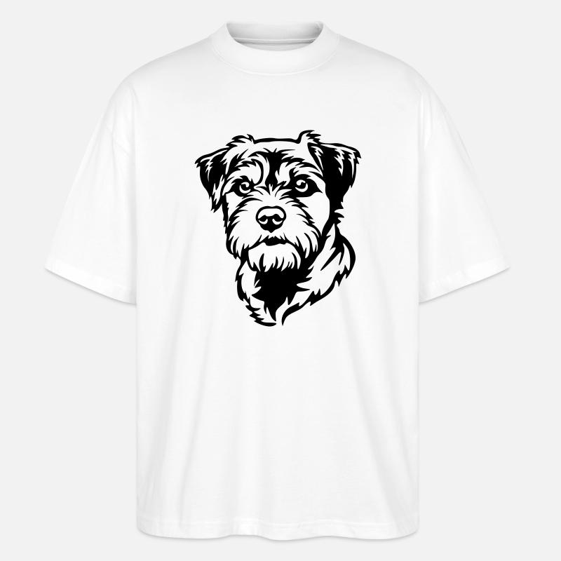 Border Terrier Head - Stanley/Stella Oversized Unisex Organic T-shirt Blaster 2.0 - white