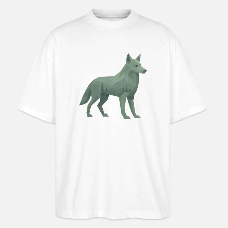Geometrischer Wolf - Stanley/Stella Oversized Unisex Bio T-Shirt Blaster 2.0 - Weiß