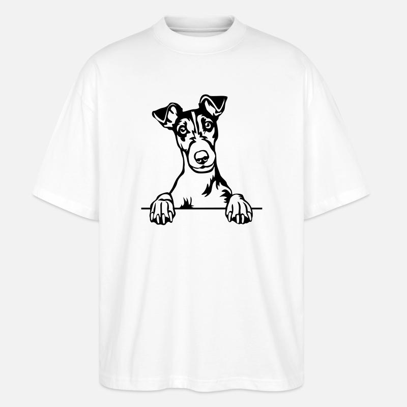 Tête de Fox Terrier - T-shirt bio Blaster 2.0 coupe oversize Stanley/Stella Unisexe - blanc