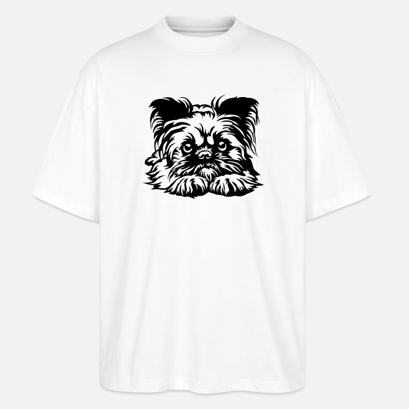 Brüsseler Griffon Kopf - Stanley/Stella Oversized Unisex Bio T-Shirt Blaster 2.0 - Weiß