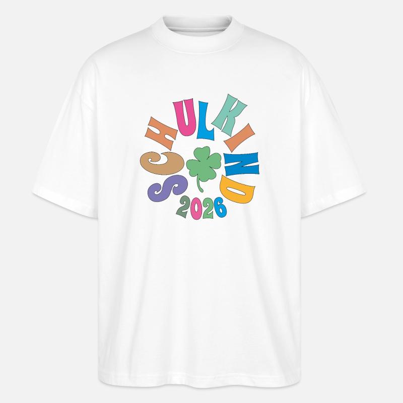 Schulkind 2026  Kleeblatt - Stanley/Stella Oversized Unisex Bio T-Shirt Blaster 2.0 - Weiß