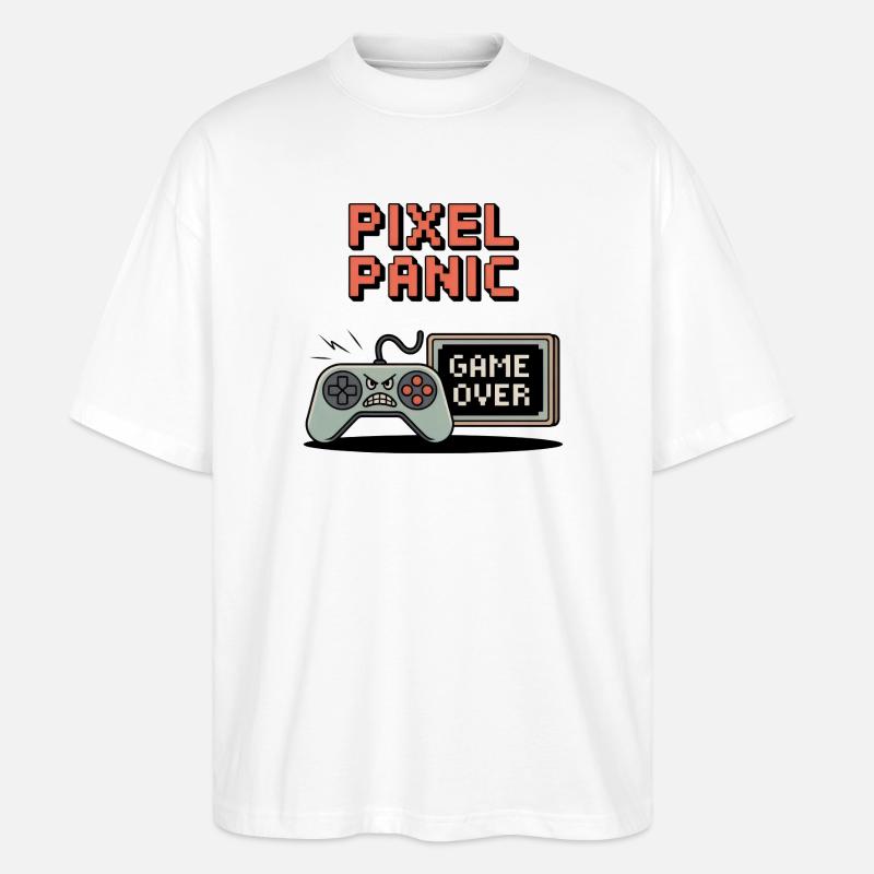 Pixel Panic – Game Over Rage Modus - Stanley/Stella Oversized Unisex Bio T-Shirt Blaster 2.0 - Weiß