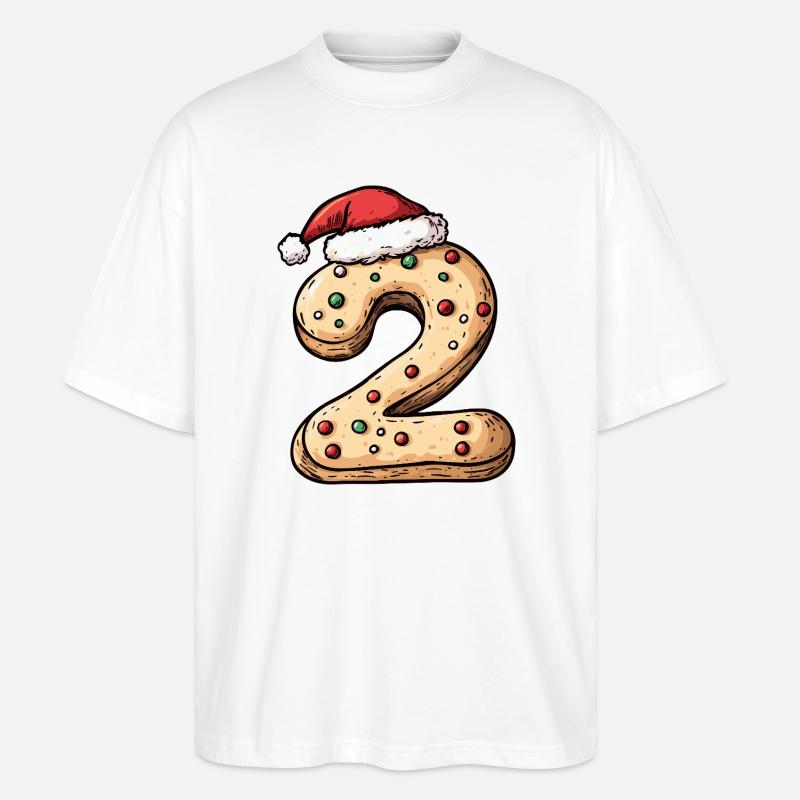 Biscuit de Noël à 2 chiffres - T-shirt bio Blaster 2.0 coupe oversize Stanley/Stella Unisexe - blanc