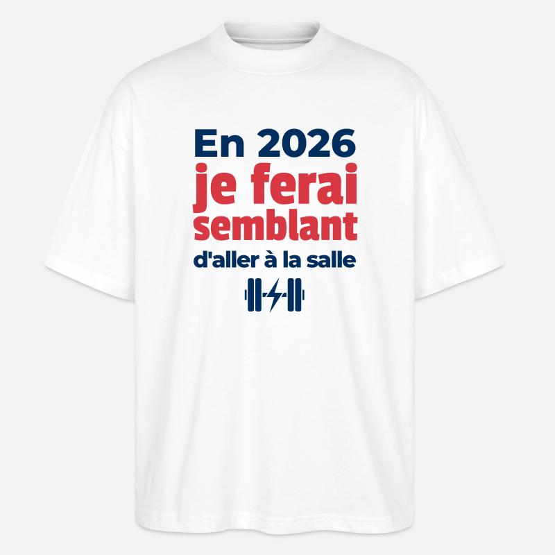 Résolution de fin d'année - T-shirt bio Blaster 2.0 coupe oversize Stanley/Stella Unisexe - blanc