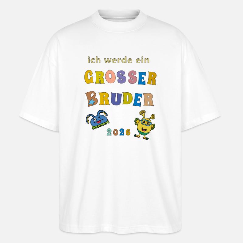 Ich werde großer Bruder 2026 - Stanley/Stella Oversized Unisex Bio T-Shirt Blaster 2.0 - Weiß