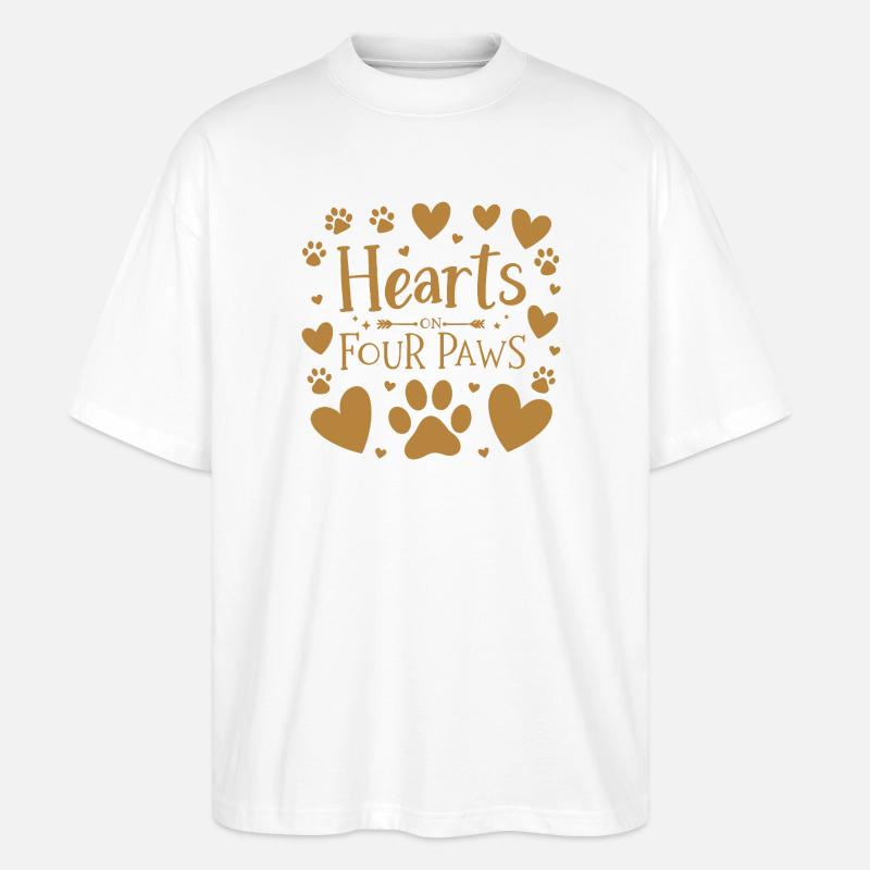 Herzen auf vier Beinen gold - Stanley/Stella Oversized Unisex Bio T-Shirt Blaster 2.0 - Weiß