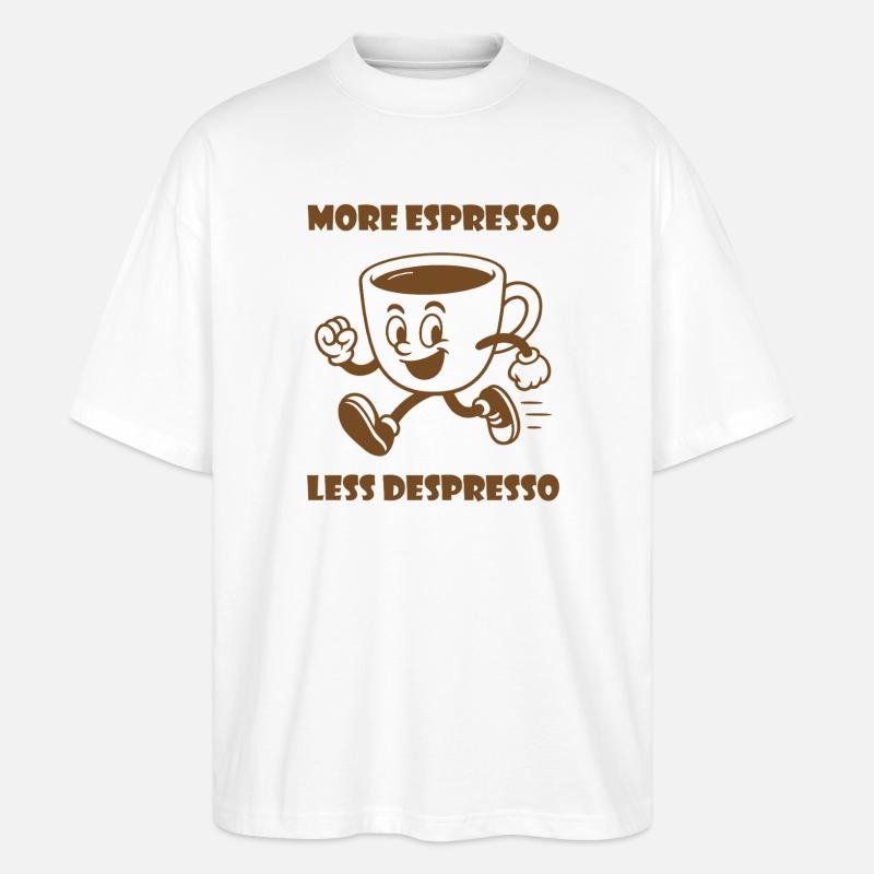 Plus d’espresso Moins de Despresso - T-shirt bio Blaster 2.0 coupe oversize Stanley/Stella Unisexe - blanc