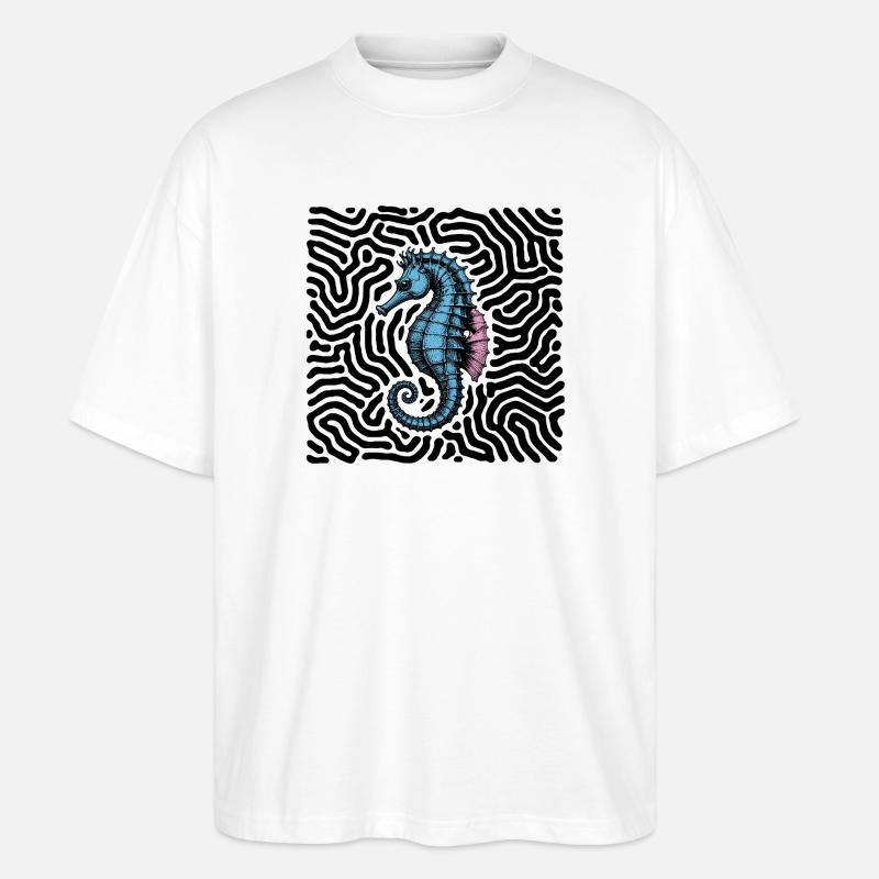 Seepferdchen - Stanley/Stella Oversized Unisex Bio T-Shirt Blaster 2.0 - Weiß
