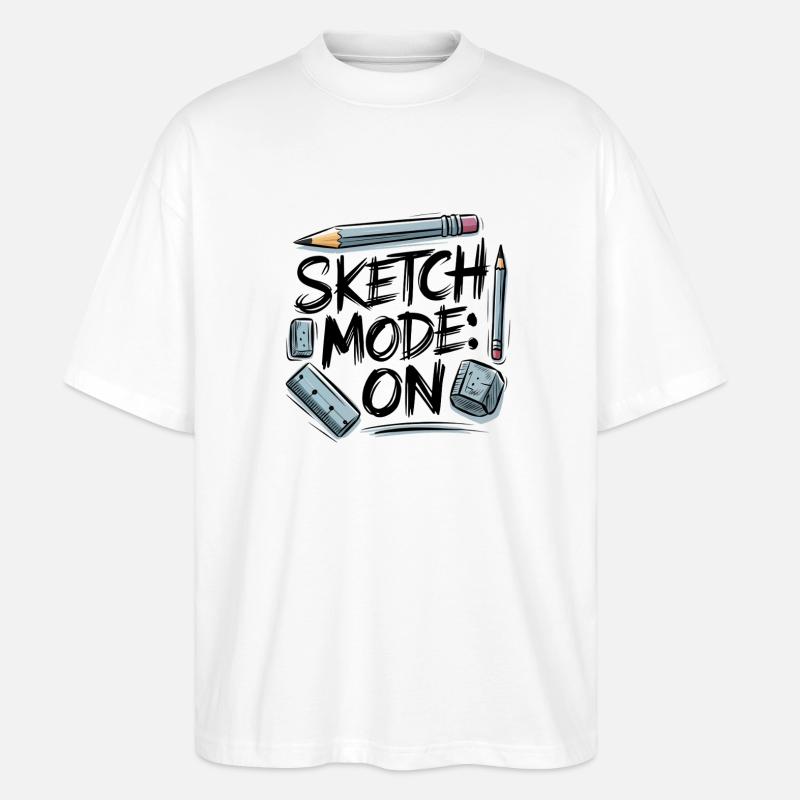 Sketch Mode: ON – Kreativmodus aktiv - Stanley/Stella Oversized Unisex Bio T-Shirt Blaster 2.0 - Weiß