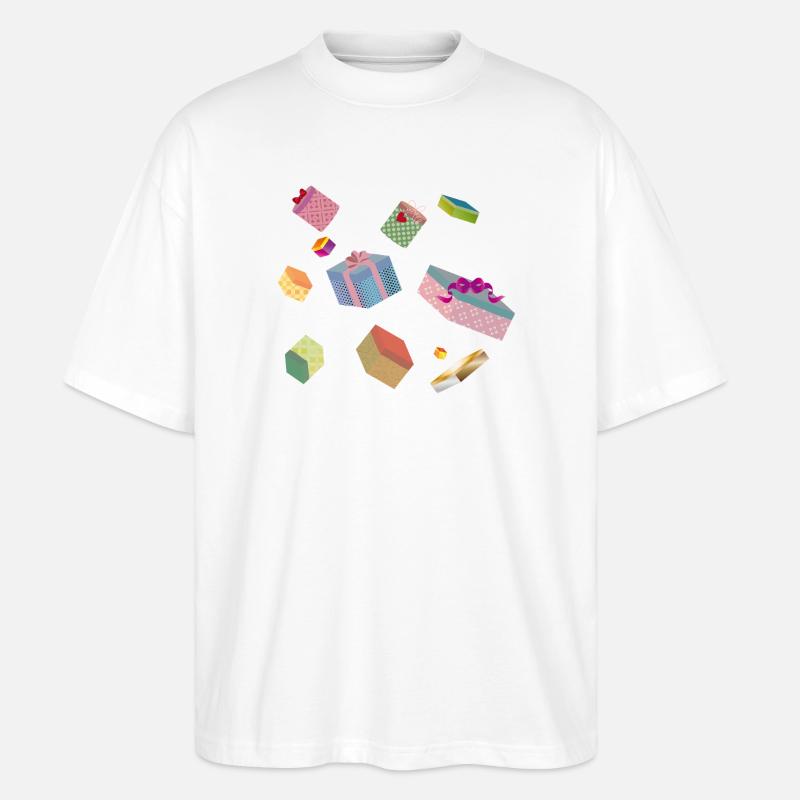 Bunte Geschenkboxen – festlich verpackte Geschenke - Stanley/Stella Oversized Unisex Bio T-Shirt Blaster 2.0 - Weiß