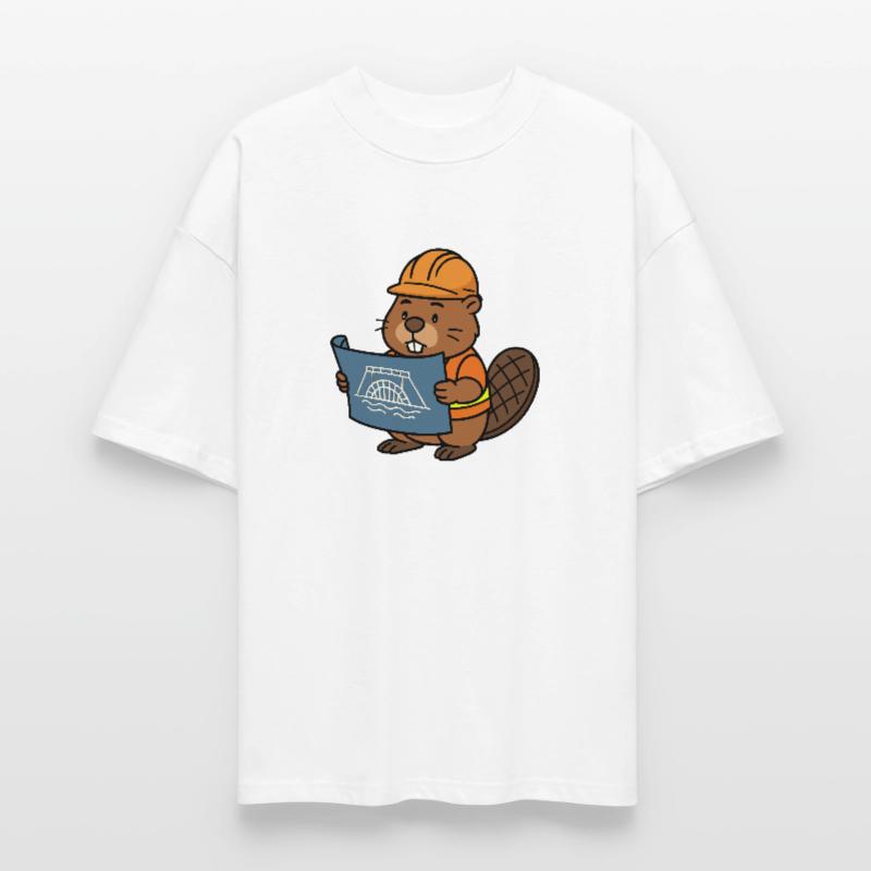 Beaver Construction Worker Bob Master Builder Plan Construction Dam Stanley/Stella Oversized Unisex Organic T-shirt Blaster 2.0