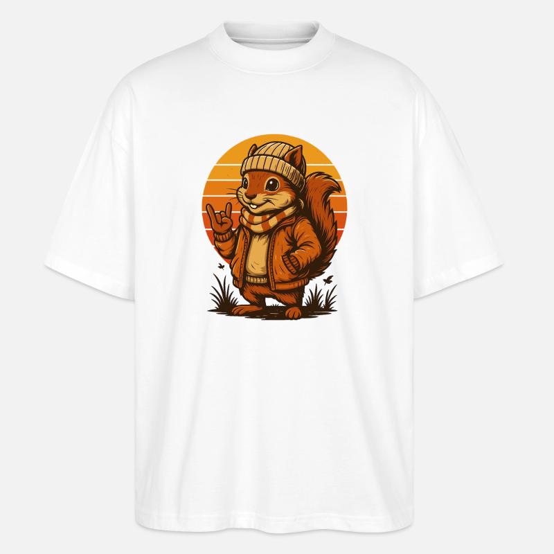 Cooles Eichhörnchen im Retro-Look - Stanley/Stella Oversized Unisex Bio T-Shirt Blaster 2.0 - Weiß
