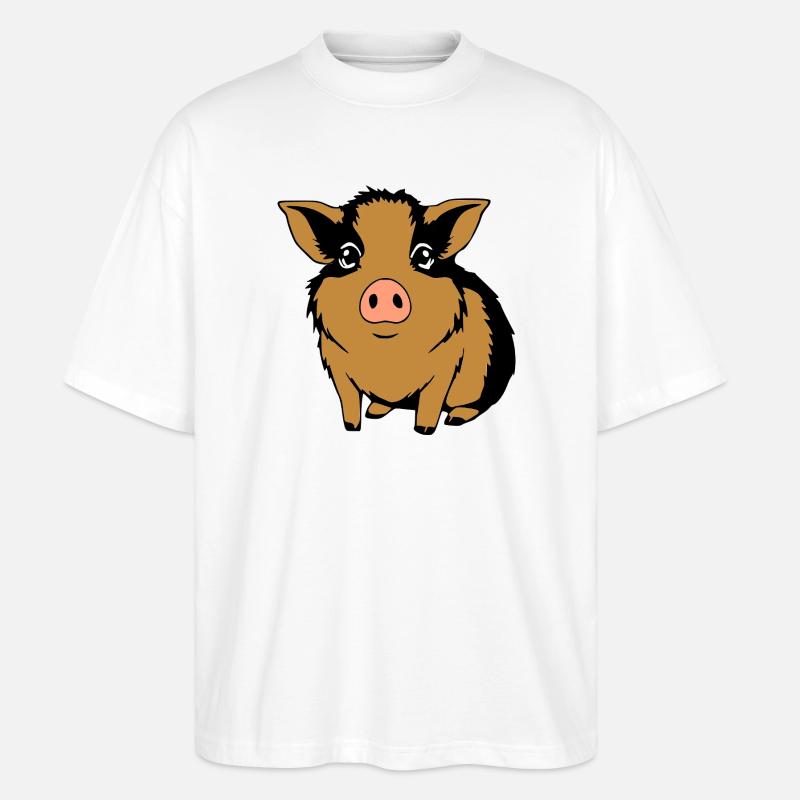 T-shirt cochon d’Inde cadeau - T-shirt bio Blaster 2.0 coupe oversize Stanley/Stella Unisexe - blanc