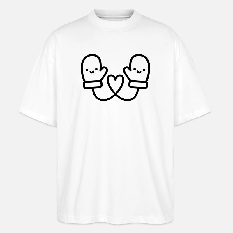 Süße Handschuhe mit Herz | Winter Liebe - Stanley/Stella Oversized Unisex Bio T-Shirt Blaster 2.0 - Weiß