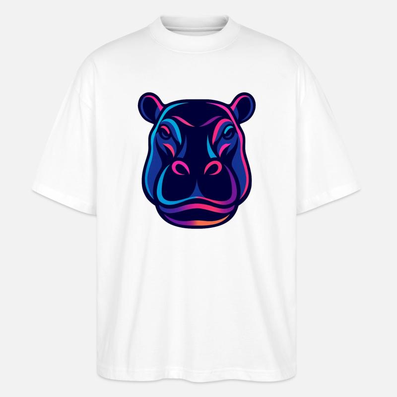 Neon Hippo Kopf - Stanley/Stella Oversized Unisex Bio T-Shirt Blaster 2.0 - Weiß
