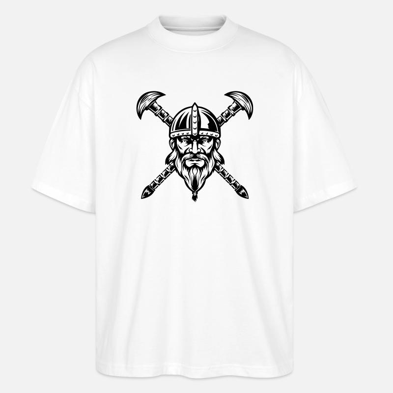 Bärtiges Wikinger-Kriegergesicht - Stanley/Stella Oversized Unisex Bio T-Shirt Blaster 2.0 - Weiß