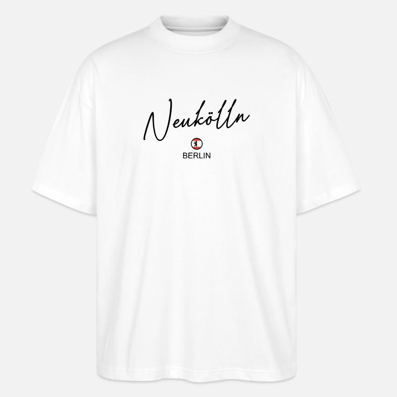 Neukölln - Berlin Flagge - Berliner Bär - Stanley/Stella Oversized Unisex Bio T-Shirt Blaster 2.0 - Weiß