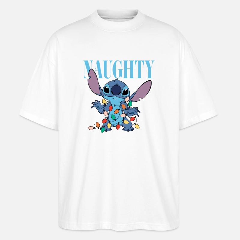 Lilo & Stitch Weihnachten Mit Stitch - Stanley/Stella Oversized Unisex Bio T-Shirt Blaster 2.0 - Weiß