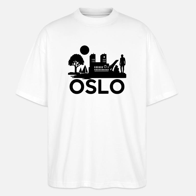 oslo silhouette wahrzeichen - Stanley/Stella Oversized Unisex Bio T-Shirt Blaster 2.0 - Weiß