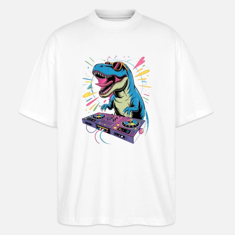 DJ Dinosaurier - Stanley/Stella Oversized Unisex Bio T-Shirt Blaster 2.0 - Weiß
