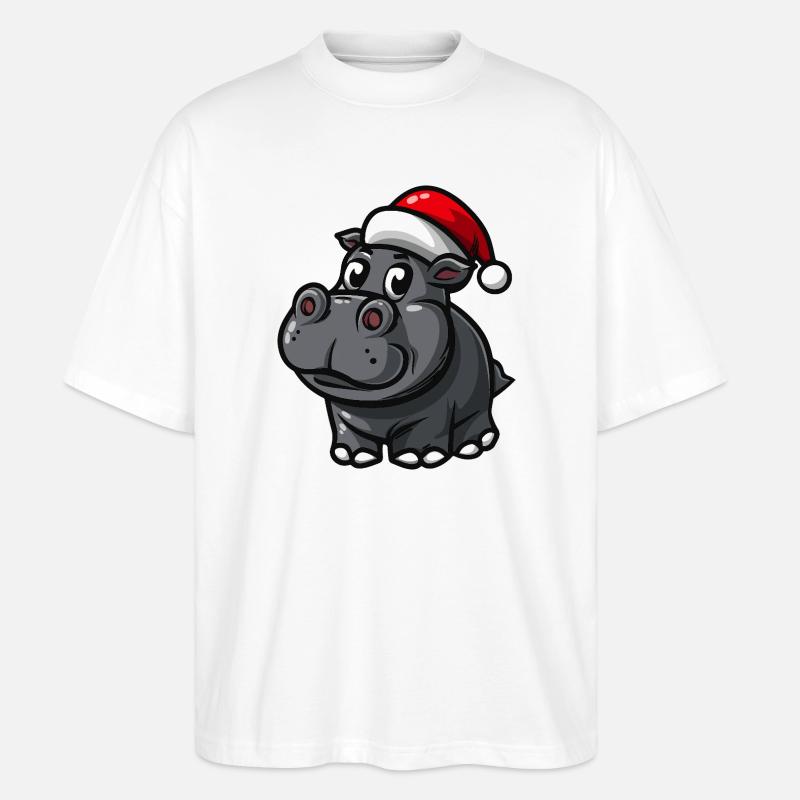 Nilpferd Weihnachten - Stanley/Stella Oversized Unisex Bio T-Shirt Blaster 2.0 - Weiß