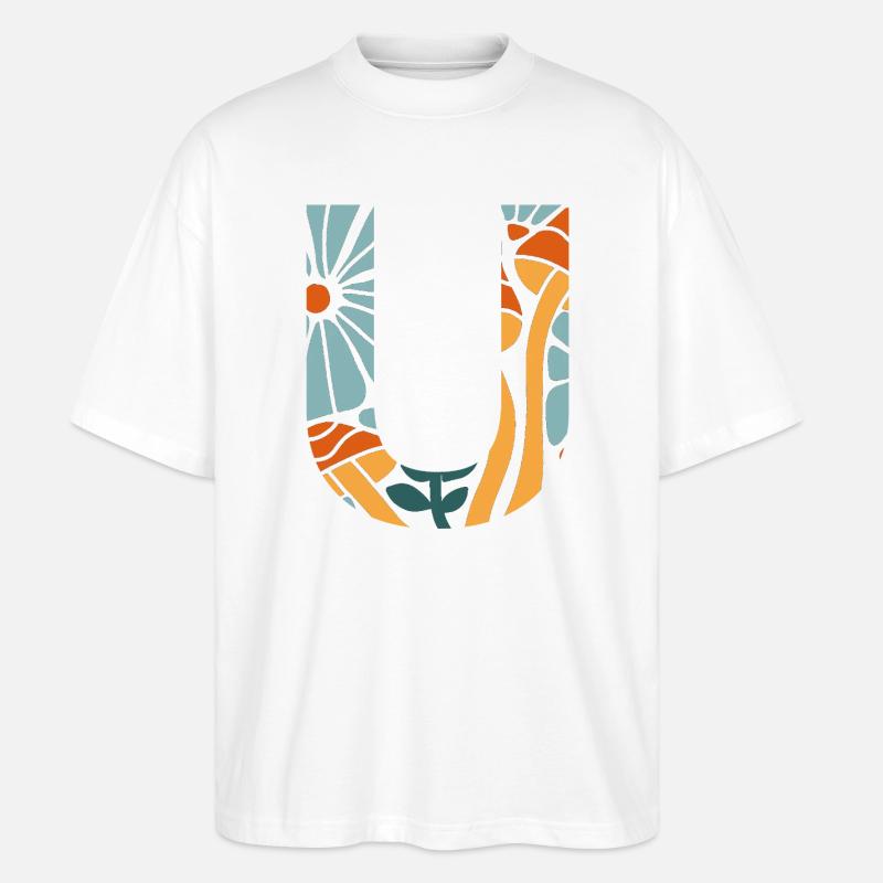 Brief u groovy Blumen Geschenkidee - Stanley/Stella Oversized Unisex Bio T-Shirt Blaster 2.0 - Weiß