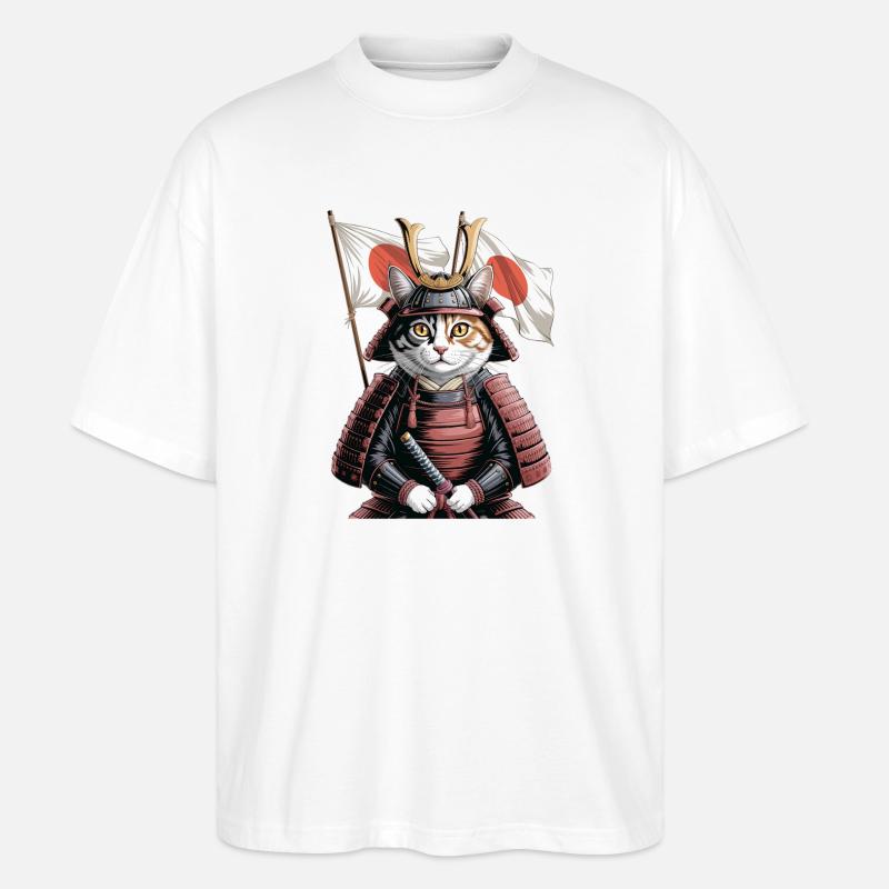 Japan Katze Samurai - Stanley/Stella Oversized Unisex Bio T-Shirt Blaster 2.0 - Weiß
