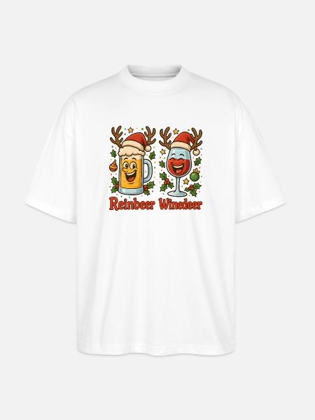 Reinbeer Winedeer Juleøl Vin - Stanley/Stella Oversize Unisex Øko T-shirt Blaster 2.0 - hvid