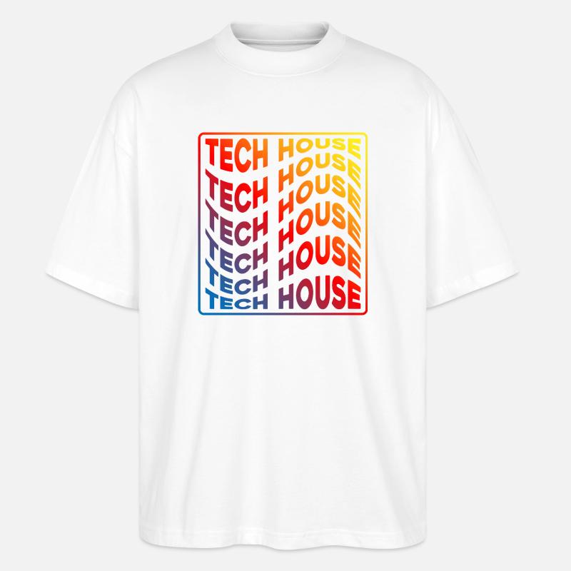 Tech House Neon Gradient Repeats - Stanley/Stella Oversized Unisex Organic T-shirt Blaster 2.0 - white