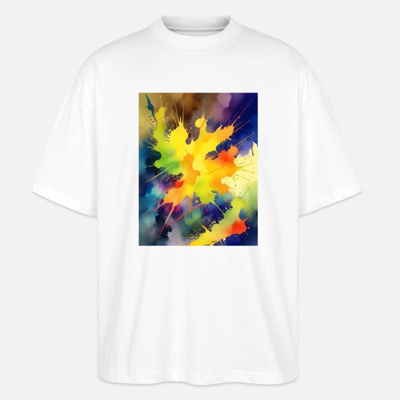 Farbexplosion Abstrakt Spritzer - Stanley/Stella Oversized Unisex Bio T-Shirt Blaster 2.0 - Weiß